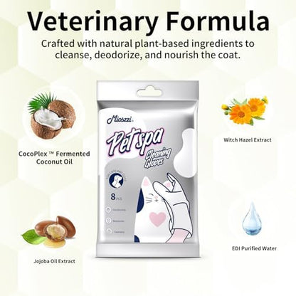 MIOSSZI Pet Gloves Wipes for Dogs & Cats, No-Rinse Grooming, Unscented - Image 2