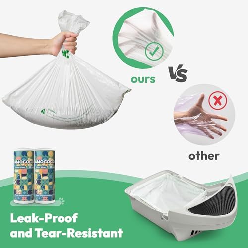 50 Pcs Waste Bags, Compatible with Litter Robot 4/5/3, Heavy Duty Cat Litter Trash Bags, Waterproof, White Replacement Litter Bags, 26.4" x 21.9" - Image 6