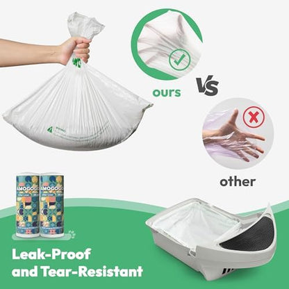 50 Pcs Waste Bags, Compatible with Litter Robot 4/5/3, Heavy Duty Cat Litter Trash Bags, Waterproof, White Replacement Litter Bags, 26.4" x 21.9" - Image 6