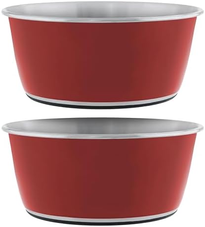 Master Pet Supply Stainless Steel Dog Bowls Set of 2 - Crimson - 64 Oz by MasterPetSupply