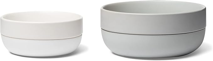 Waggo Ceramic Cling Dog Bowl with Rubber Bottom for Small and Large Breeds - Heavyweight Bowl with Anti-Skid Non Slip Rubber Bottom, Dishwasher Safe (Small, Light Grey)
