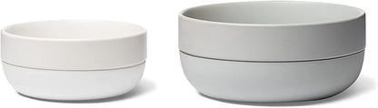 Waggo Ceramic Cling Dog Bowl with Rubber Bottom for Small and Large Breeds - Heavyweight Bowl with Anti-Skid Non Slip Rubber Bottom, Dishwasher Safe (Small, Light Grey)