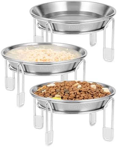 Elevated cat Bowl 3PC, 6.3" Wide Raised Cat Bowl by PapiCola