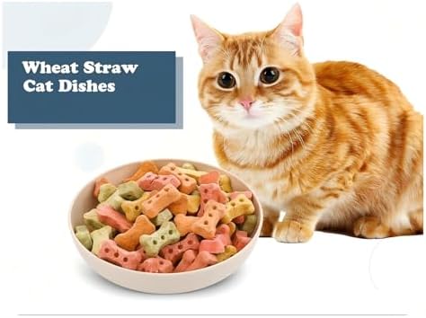Tioncy 24 Pcs Cat Food Bowl 5.5'' Fatigue Relief Shallow Cat Food Dish Wide and Small Pet Wet Plate Wide Stray Wet Feeding Bowl for Ferrets Feral Short Legged Kitten, Wheat Straw(Four Color,Classic) - Image 6