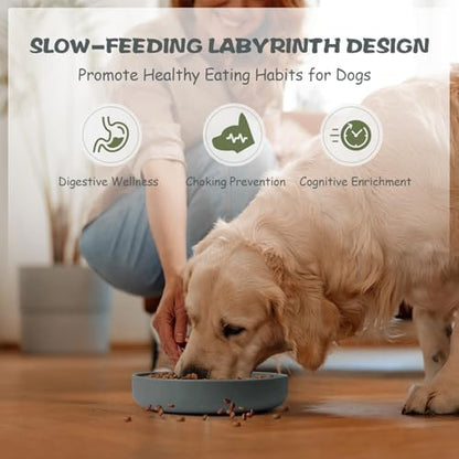 Lesipee Slow Feeder Dog Bowl for Large & Small Dogs, Anti Choking Puzzle Dog Food Bowl with Non-Slip Base, Interactive Pet Slow Eating Tool, Silicone Cat Feeding Mat for Puppies & Cats(Grey) - Image 6
