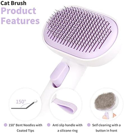 aumuca Cat and Dog Grooming Brush for Shedding, Removes Loose Fur from Long or Short Haired Pets - Ideal for Cats, Kittens, Rabbits, and More - Purple - Image 3