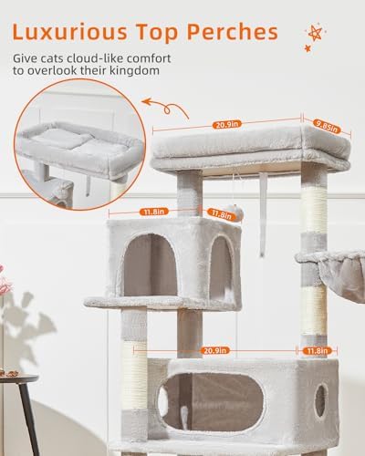 Taoqimiao Cat Tree, 49In Cat Tower for Indoor Cats Large Adult - Image 7