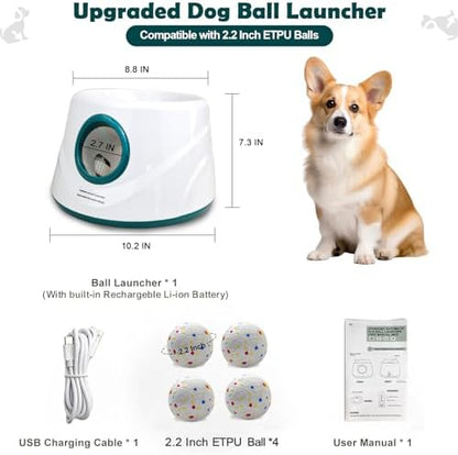 MEKAPLE Automatic Dog Ball Launcher, Upgraded Interactive Dogs Balls Thrower for Small and Medium Dogs, Distance Adjustable Mental Stimulating Dog Toys with 4 Durable Etpu Balls 2.2 Inch (Dark Green) - Image 2