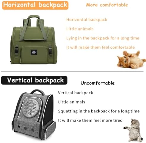 Pet Backpack Carrier for Small Dogs Medium Cats, Puppies,Breathable and Collapsible Design, Portable Travel Bag for Bearded Dragon,Rabbit Cage (Green, Small) - Image 4