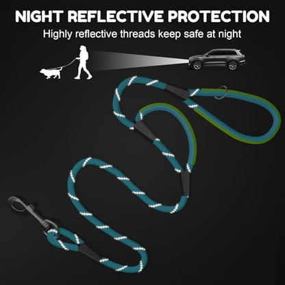 Dog Leash Heavy Duty 4/5/6ft XiaZ 2 Handles Dog Leashes for Medium Large Dogs 1/2 Inch 1000lb Strength Reflective PVC Waterproof-Handles Metal Hook Dual-Handle Rope Leash Nighttime Safety - Image 3