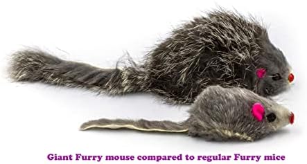 10 Giant Furry Mice with Catnip and Rattle Sound Made of Real Rabbit Fur Interactive Catch Play Mouse Toy for Cat, Pack of 10 Mice - Image 2
