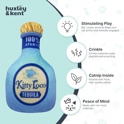 Huxley & Kent Plush Crinkle Catnip Cat Toy, Kitty Loco Tequila - Image 4