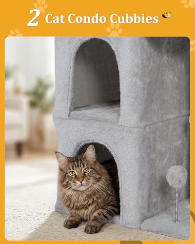 Aechonow Cat Tree for Large Cat,2 Cozy Cat Condo House for Large & Fat Cats - Image 5