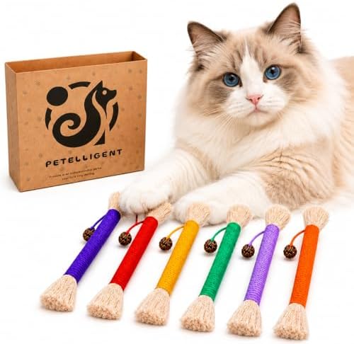 Bent Cat Rope Toy, Pet Chew Toys, Interactive Tease Toys for Cats and Kittens, Bite-Proof Playthings, Cotton Rope Kitten Toys Dental Care Stress Relief Pet Supplies (Medium 6 Pack) by Petelligent