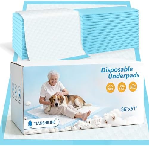 Puppy Pee Pads for Dogs 51"x36" 40 Count, Extra Large Dog Pee Pads, XXXXL Leak-Proof & Super Absorbent Dog Pee Pads, Thicken Disposable Potty Pads Puppy Training Pads for Cats Rabbits by TIANSHILIHE