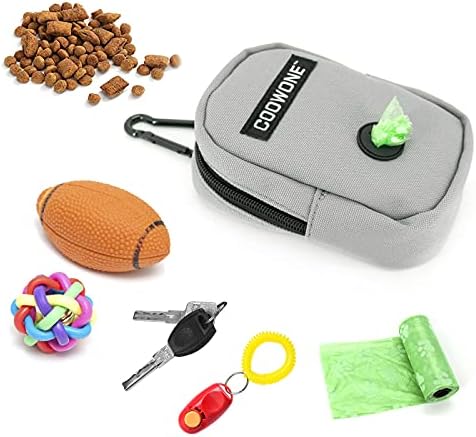 Small Treat Pouch Dog Treat Dispenser with Waste Bag Dispenser for Leash Walking, Portable, Poop Bag Holder, Hand Free, Gray - Image 2
