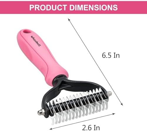 Undercoat Rake for Dogs, whoobell 2 Side Undercoat Brush for Deshedding and Dematting for Dog Cat Rabbit, Professional Pet Grooming HairTools, Removes Loose Undercoat and Nasty Shedding - Image 2