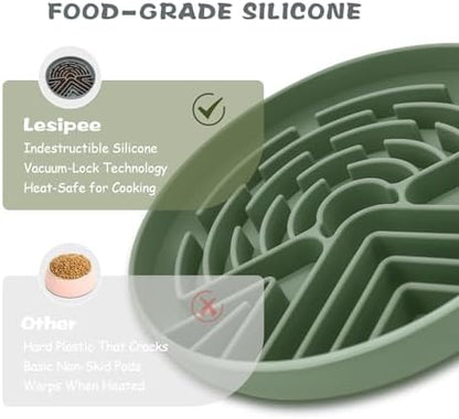 Lesipee Slow Feeder Dog Bowl for Large & Small Pets, Anti Choking Puzzle Dog Food Bowl with Non-Slip Base, Interactive Pet Slow Eating, Silicone Cat Feeder for Puppies & Cats(Grey Green) - Image 5