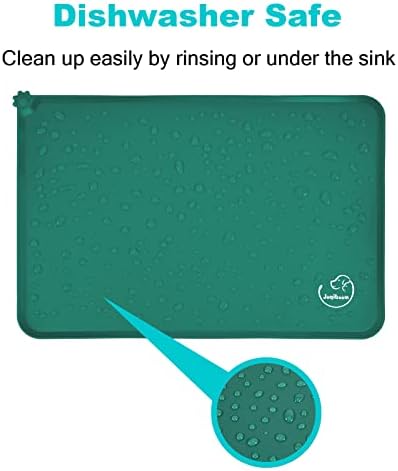 Silicone Waterproof Dog Cat Pet Feeding Mats, Non Slip, Easy Clean Pet Dog Cat Bowl Mats Placemat (24" x 16") Hunter Green - Image 6