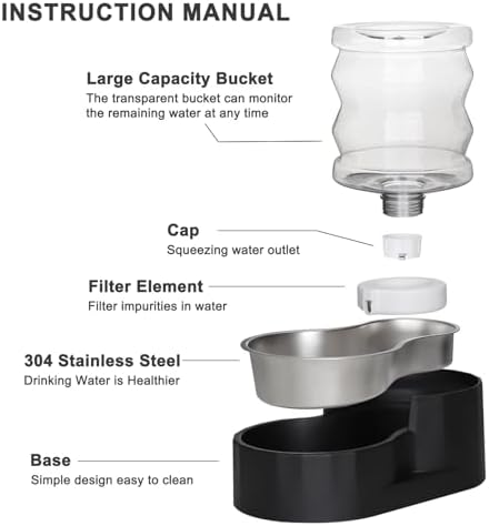 RIZZARI 4L Gravity Cat Water Dispenser: Filtered Hydration for Indoor Cats - Image 3