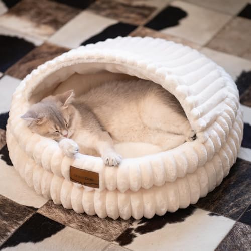 CHEERPALS Cat Cave Bed for Indoor Cats Covered Hooded Pet Bed with Cushion by CHEERPALS