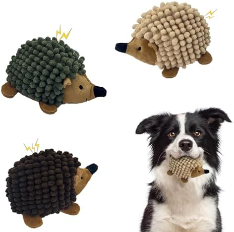 2-in-1 No-Stuffing Hedgehog Dog Toys 3 PCS, Squeaky Ball for Throwing Play by Chongqile