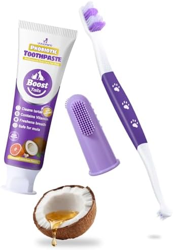 Dog Toothbrush Kit, 2.5oz Toothpaste, Dual-Head & Finger Brush by V%C2%B2alueHomeLife