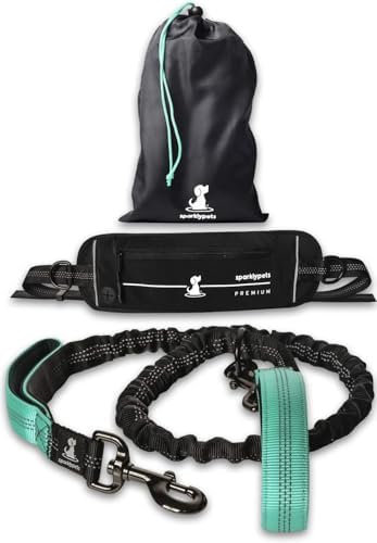 SparklyPets Hands Free Dog Leash, Medium & Large Breeds (Teal, 1 Dog) by SparklyPets