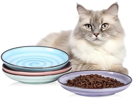 Selamica 6 Inch Ceramic Cat Bowls, Set of 4, Gradient Colors by Selamica