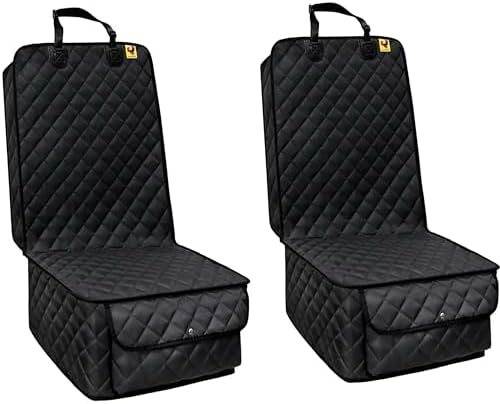 Bark Lover Deluxe Dog Seat Cover for Front Seat-More Durable Spill-Resistant Front Seat Protector, High Heat Resistant and Nonslip Front Seat Cover for Dogs Kids, Universal Size (Black, 2 Pack) by BarkLover