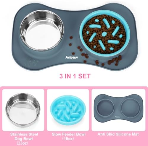 Slow Feeder Dog Bowls 3 in 1 Stainless Steel Food Water Bowl to Slow Eating - Image 3
