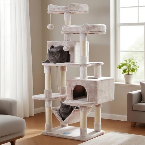 Hey-brother Cat Tree Tower with Sisal Scratching Posts, Big Condo, MPJ020MU by Hey-brother