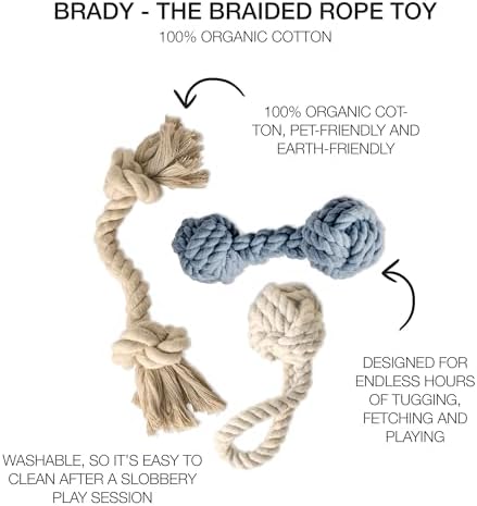 Pet Passion Brady The Rope Tug Toy 3-Pack Organic Cotton Dog Rope Pull Toys for All Pet Breeds, Sandy Chic, One Size - Image 2