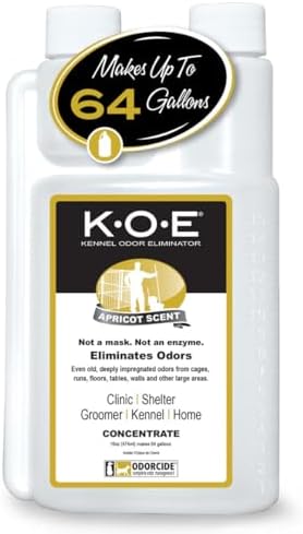 Odorcide K.O.E. Apricot Odor Eliminator 16 oz for Strong Odor for Cages, Runs & More – Home & Kennel w/Safe, Non-Enzymatic Formula by Odorcide