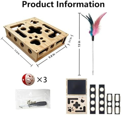 Cat Puzzle Toy,Cat Scratch Puzzle Enrichment Box,Cat Nail File Scratcher,Porous Design,Stimulate Cats Exploratory &Slow Down Eat Speed,Built in Frosted Paper,Polish Their Nail While Play - Image 6