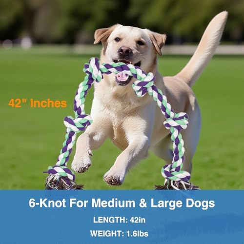 Dog Rope Toy for Large Dogs, 42 Inch, 6 Knot XL - Image 2