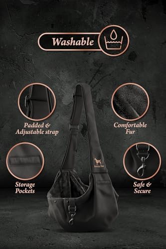 Noah & Paw Dog Sling Carrier for Small Dogs 5-18lb, Dog Sling for Small Dogs and Cats, Dog Carrier with Adjustable Padded Strap, Premium Twill, Lined with Fur, Double Safety Feature, Machine Washable - Image 5