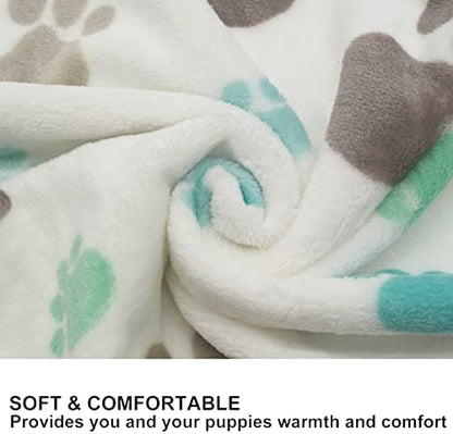 1 Pack 3 Puppy Blankets Super Soft Warm Sleep Mat Cute PAW Print Blanket Fleece Pet Blanket Flannel Throw Dog Blankets for Small Dogs Puppy Cats,Gray/White/Brown-Small(23"x15") - Image 3