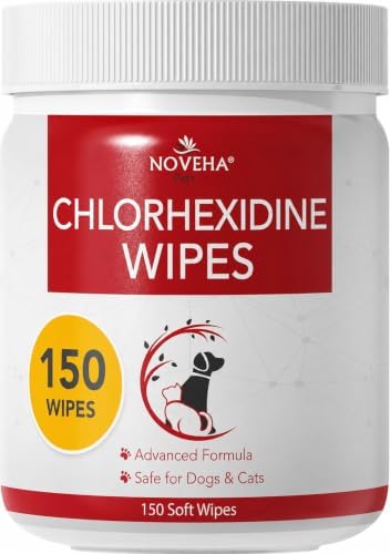 NOVEHA Pet Wipes - Formulated Pet Wipes - for Facial and Finger Folds, Underarms - 3" x 2" Size (150 Counts) by NOVEHA