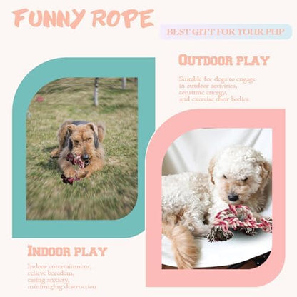 2-Pack Dog Rope Toy Durable Cotton Dog Chew Toys for Aggressive Chewers Interactive Tug of War and Teeth Cleaning for Small to Medium Breed Pets(Pink, Medium) - Image 5