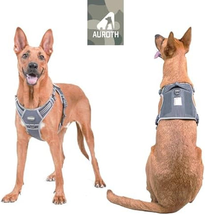 Auroth Tactical Dog Harness for Large Dogs No Pull Adjustable Pet Harness Reflective K9 Working Training Easy Control Pet Vest Military Service Dog Harnesses Grey XL - Image 2