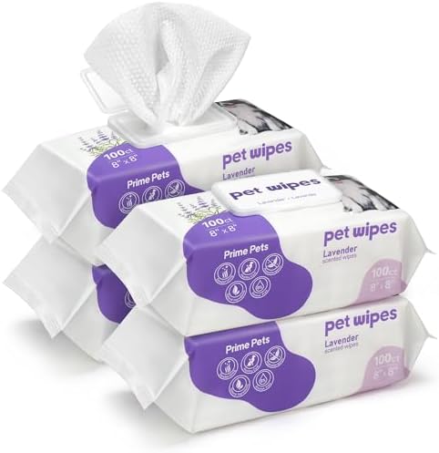 400PCS Dog Wipes for Paws and Butt, Large Pet Wipes for Dogs, Lavender by PrimePets