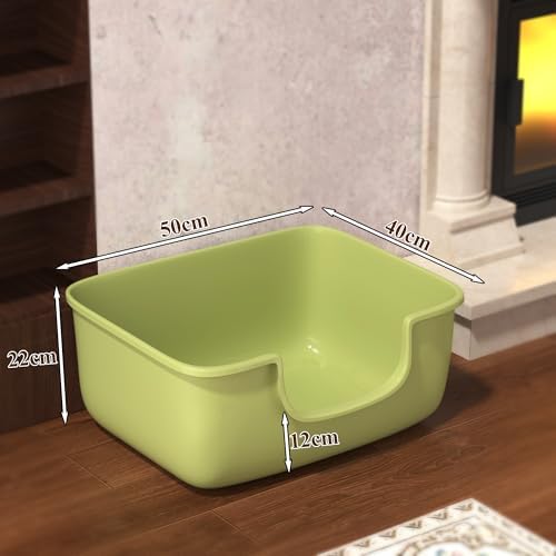 Large Cat Litter Box with High Sides, Open Kitty Litter Boxes Anti-Splashing for Indoor Cat Low Entry Cat Litter Pan for Small and Elderly Cats, Tool-Free Assembly(19.7” * 15.76” * 8.67” Green) - Image 3