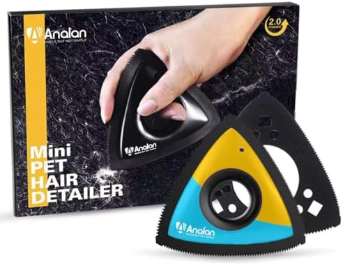 Mini Pet Hair Remover for Car Detailing(Suit with 2 Blades, Lemon Blue) by ANALAN