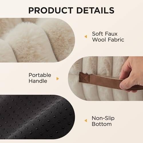 Joydeco Cat Couch for Pets, 24 inch Plush Pet Sofa, Cat Bed for Indoor Cats with Removable Washable Cover, Supportive Pet Sofa, Cream - Image 4