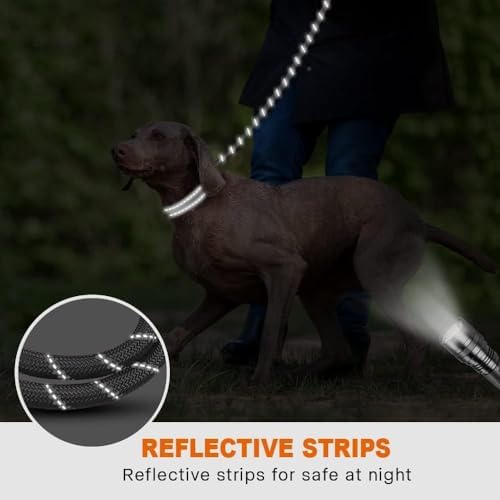Taglory Rope Dog Leash for Medium Large Dogs, 5 FT Padded Handle, Grey - Image 5