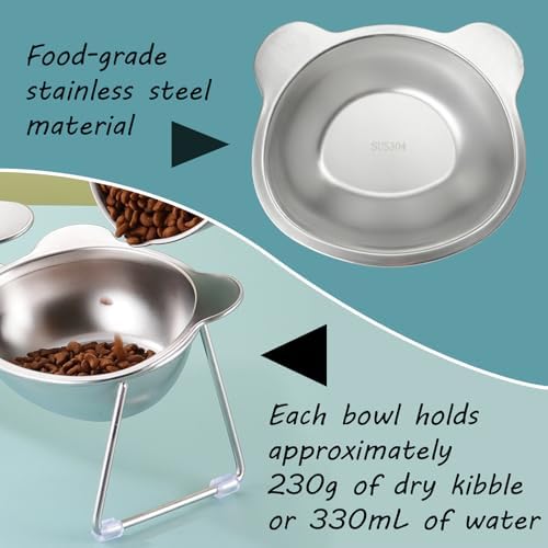 2 Pack Elevated Pet Bowls for Small Cats and Dogs 15° Tilted - Image 3