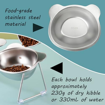 2 Pack Elevated Pet Bowls for Small Cats and Dogs 15° Tilted - Image 3