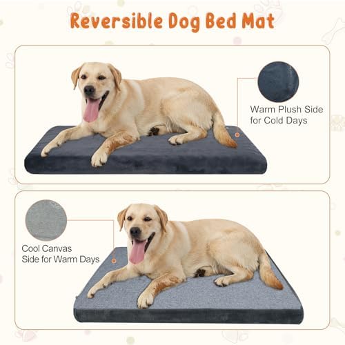 EMPSIGN Stylish Dog Bed Mat Dog Crate Pad Mattress Reversible (Cool & Warm), Water Proof Linings, Removable Machine Washable Cover, Firm Support Small to XX Large Dogs, Grey,XL(41''''*28''''*3'''') - Image 3