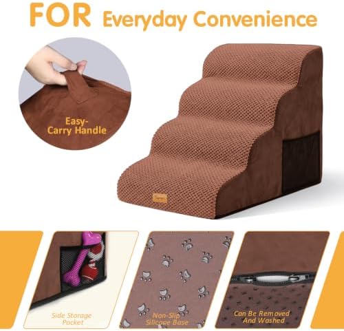 Topmart High Density Foam Dog Steps 4 Tiers, Extra Wide Deep Pet Steps - Image 4